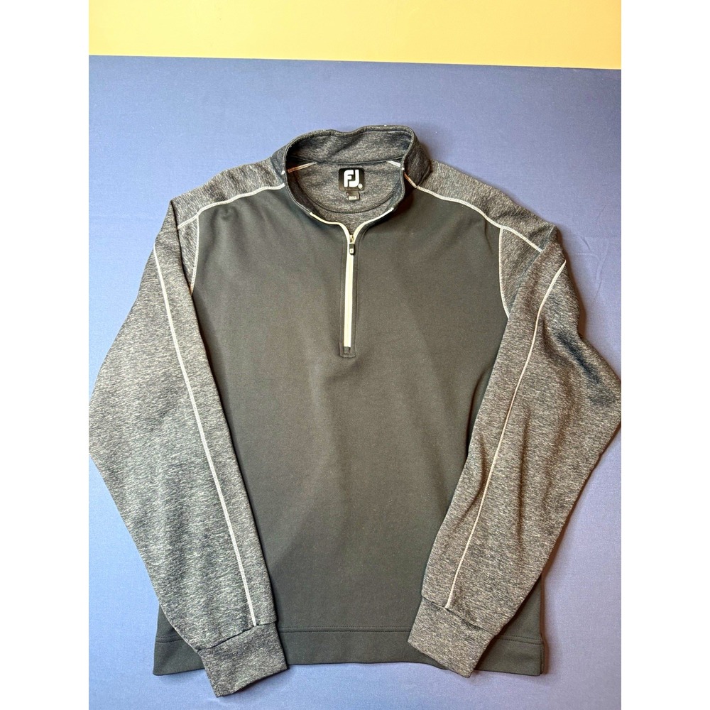 FootJoy Men's Gray 1/4 Zip Golf Windshirt Jacket M Polyester Knit Logo